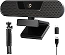 4K Webcam, Computer Camera with 4 Noise-canceling Microphones for Computer/Laptop/M...