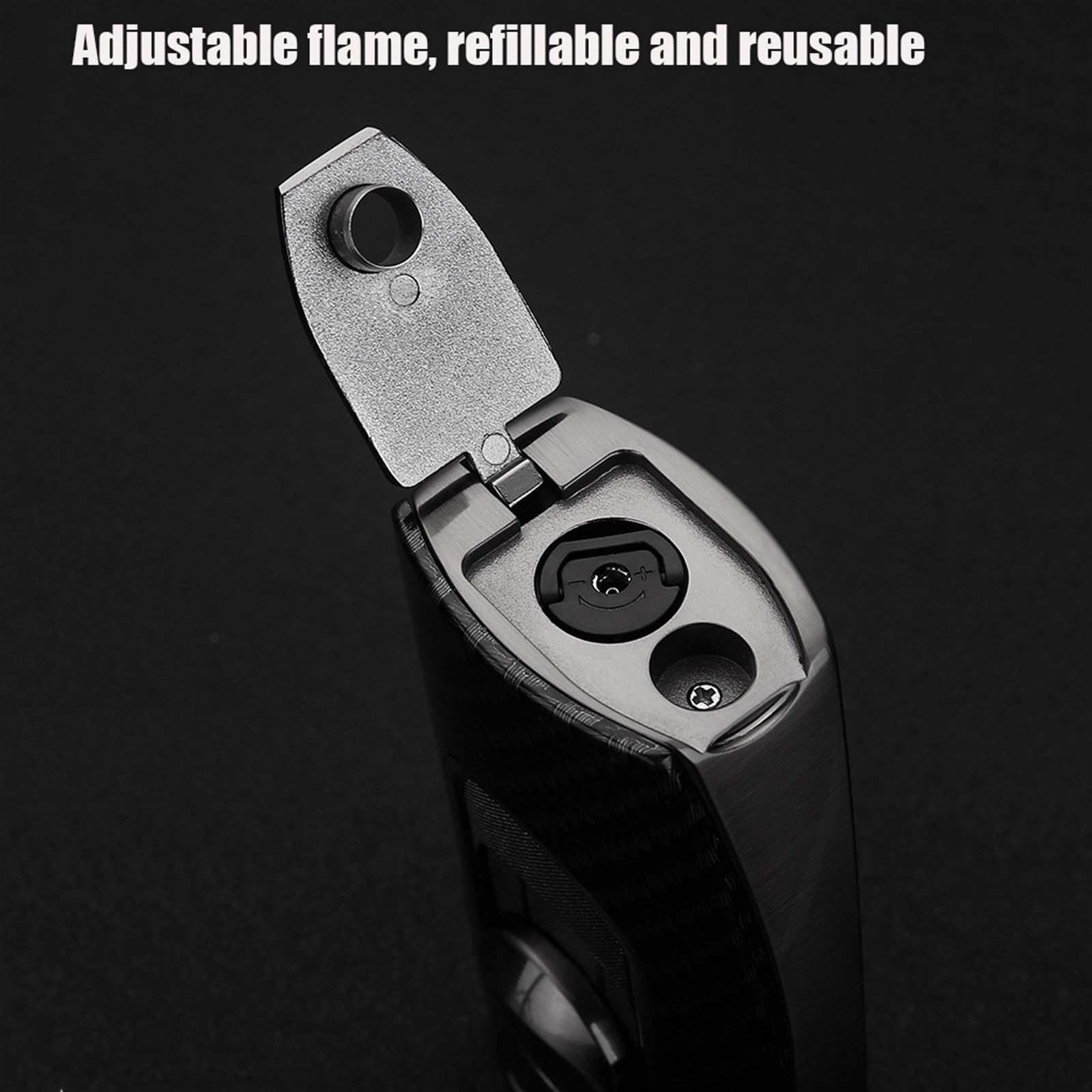 Mechero de metal resistente al viento, cuatro llamas de butano, llama ajustable reutilizable, adecuado para barbacoas, velas, al aire libre, camping, el mejor regalo para hombres (butano no incluido)
