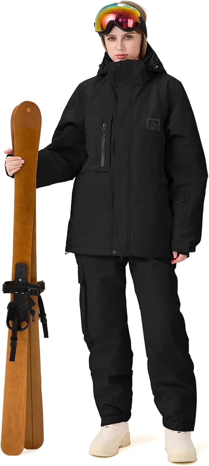 YEEFINE Women's Ski Suit Two Piece Waterproof Ski Jacket and Pants Set Outdoor Windproof Winter Snow Coat Warm Snowsuits