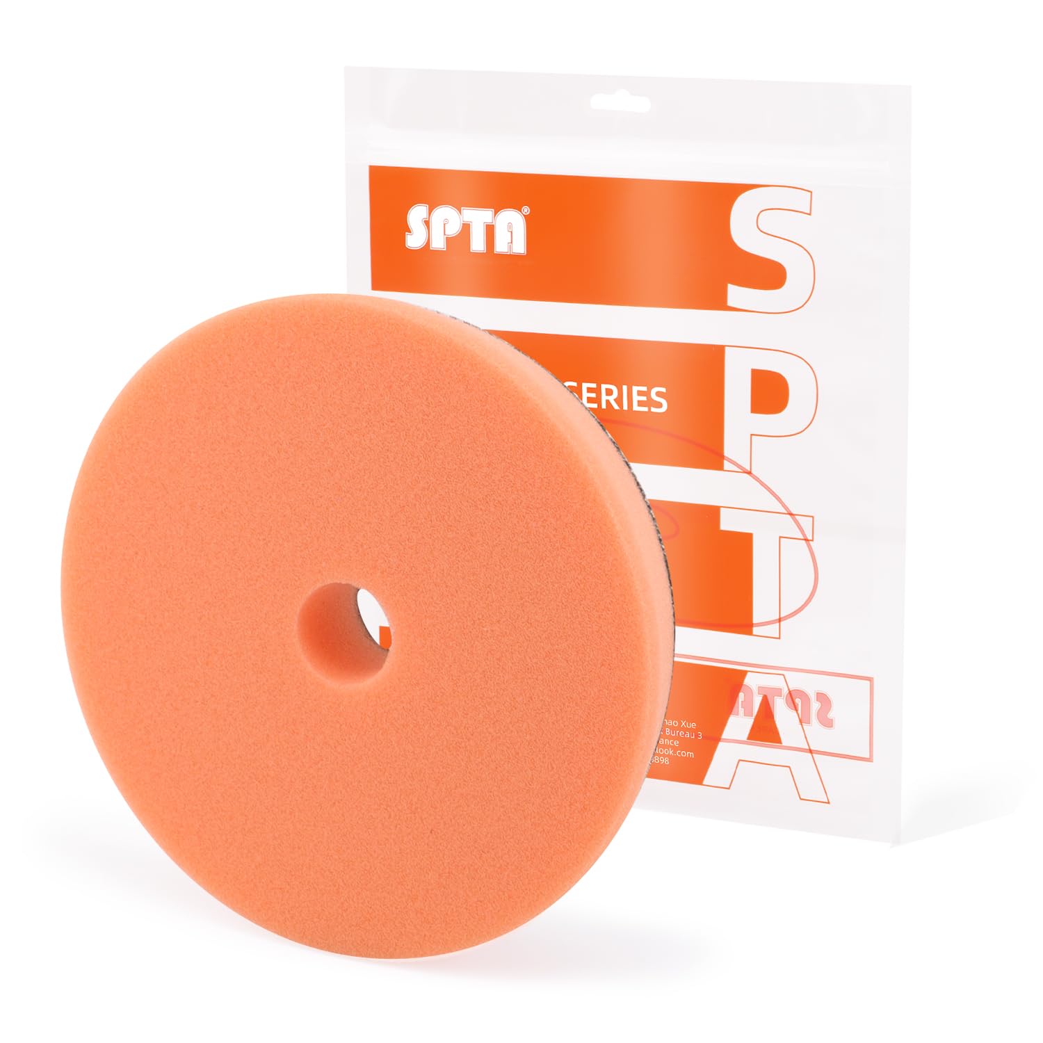 T40 Orange Medium-Cut Foam Polishing Pad, SPTA 1Pc 6.5 Inch Face for 6 Inch 150mm Backing Plate Compound Buffing Sponge Pads for Car Buffer Polisher Compounding, Polishing and Waxing -FPBFS6O