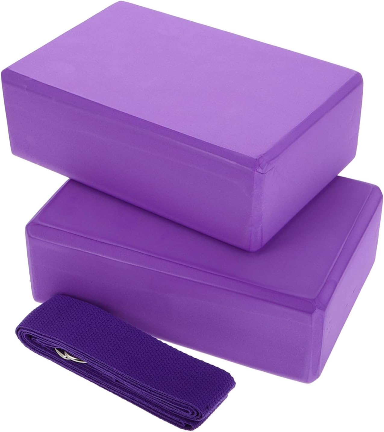 Happyyami 3pcs Yoga Block Set with Strap Lightweight Foam Blocks for Stretching Balance and Strength Training Beginners and Fitness Enthusiasts Purple