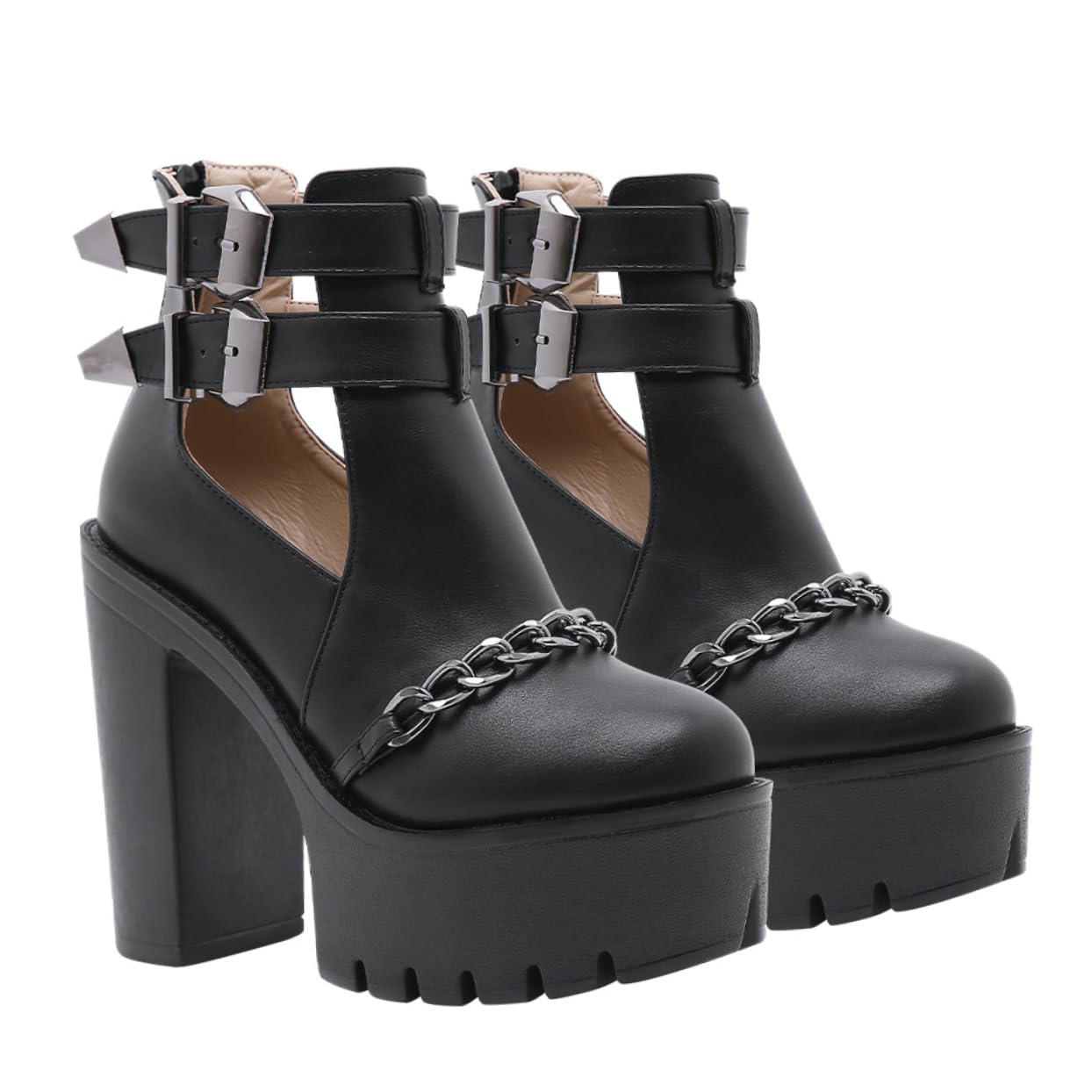 Bottines pour femmes talon haut imperméable avec chaîne - 8