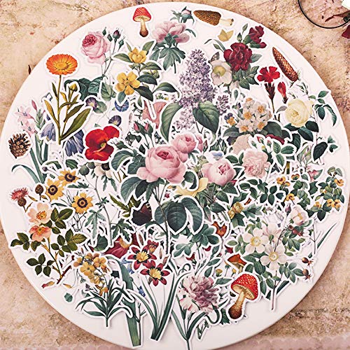 Everjoy Vintage Retro Flower Planner Stickers, Diy Decorative Embellishments, Adhesive Garden Wildflowers For Scrapbook, Journal, Card Making, Letters, Calendar – 52 Pieces #TOP3