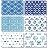 48 Pack Blue Greeting Cards Set, All Occasion Blank Notecards with Envelopes (6 Designs, 4x6 inch)