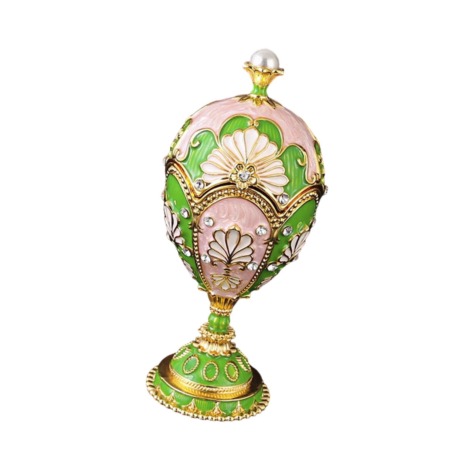 Msioytog Crystal Rhinestones Enameled Jewelry Display Case Spacious Compartment Organiser Jewelry Display Case Intricate Enamelwork and Spacious Compartment Designs Trinket Organiser