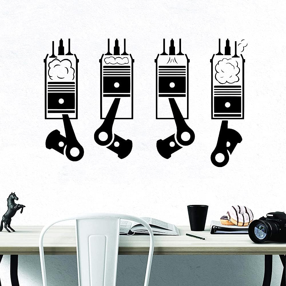 QIANGTOU Motor Piston Wall Sticker Car Machine Modern Art Decoration