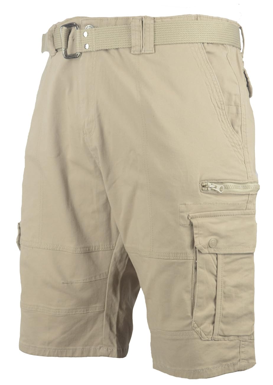 KAM Big Mens Sand Reece Cargo Style Stretch Shorts Oversized Comfortable for Sizes 44 46 48 50 52 54 56 58 60, Size : 58"_Waist