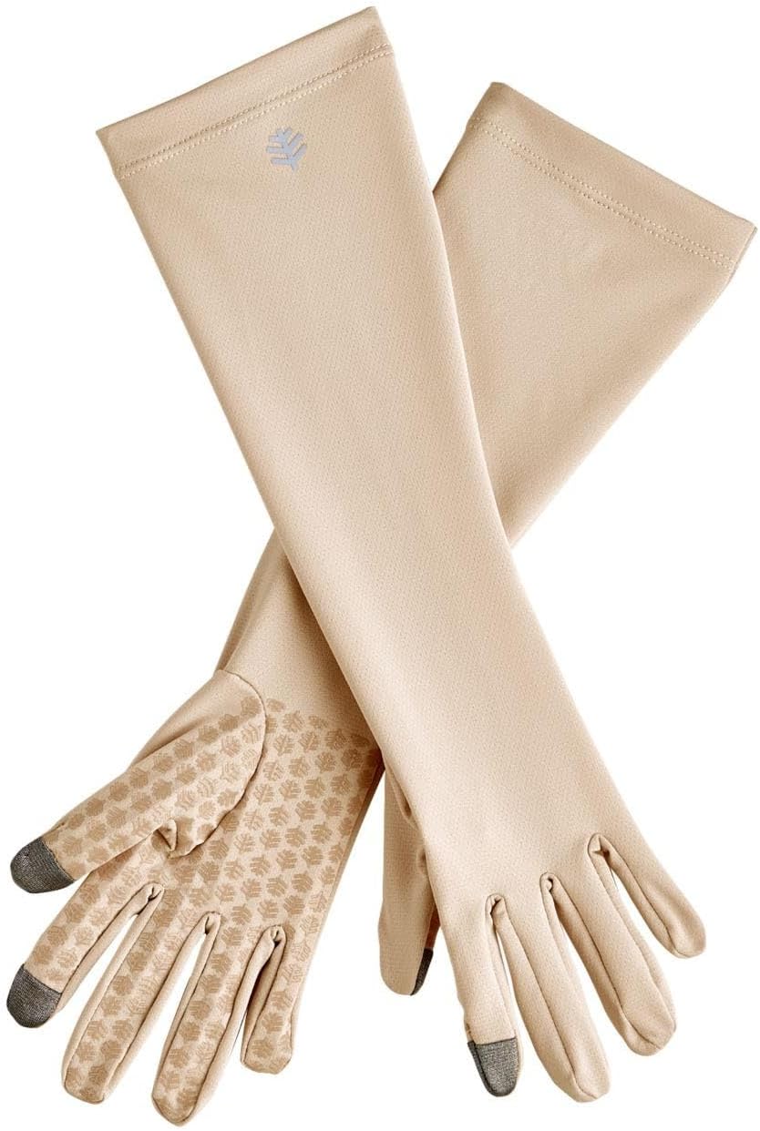 Coolibar UPF 50+ Unisex Bona UV Mid-Length Gloves, Sleek Grey, X-Small, Solid - Sun Protective