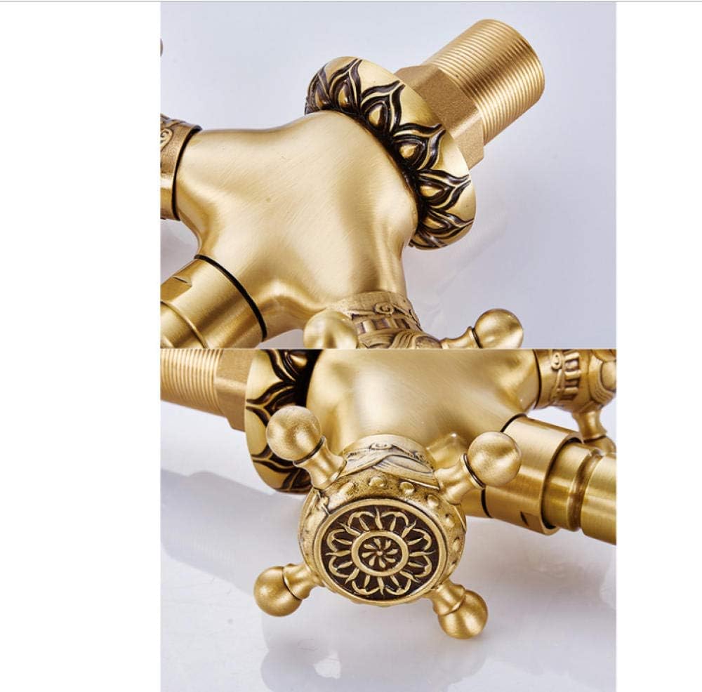 Rubinetto miscelatore in ottone anticato con due maniglie, stile vintage per bagno e cucina