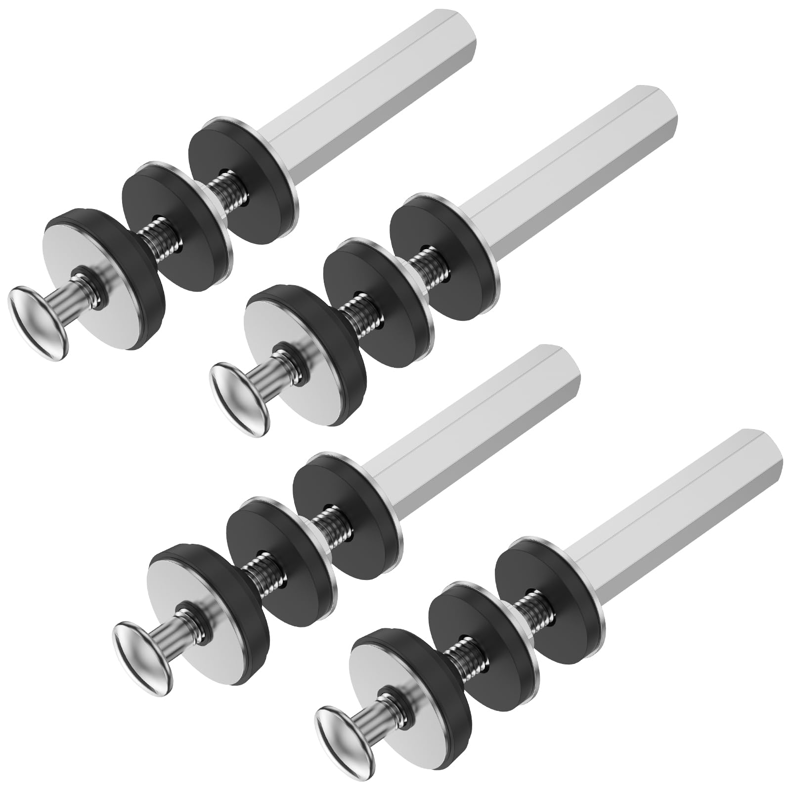 4PCS Universal Toilet Tank to Bowl Bolts Kit, 304 Stainless Steel Toilet Tank Bolt Washer Kit Universal Toilet Rubber Washer Gasket Set Toilet Split Bolt Replacement M6×80 for Most Toilet Tank