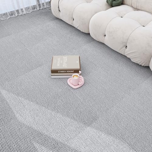 タイルカーペット 30*30cm 厚さ5mm 40枚セット 吸着式 フロアマット タイルマット 洗える 滑り止め 防音 撥水 床暖房対応 カット自由 ペット・子供・高齢者に優しい おしゃれ リビング・子供部屋・玄関に最適(ライトグレー)
