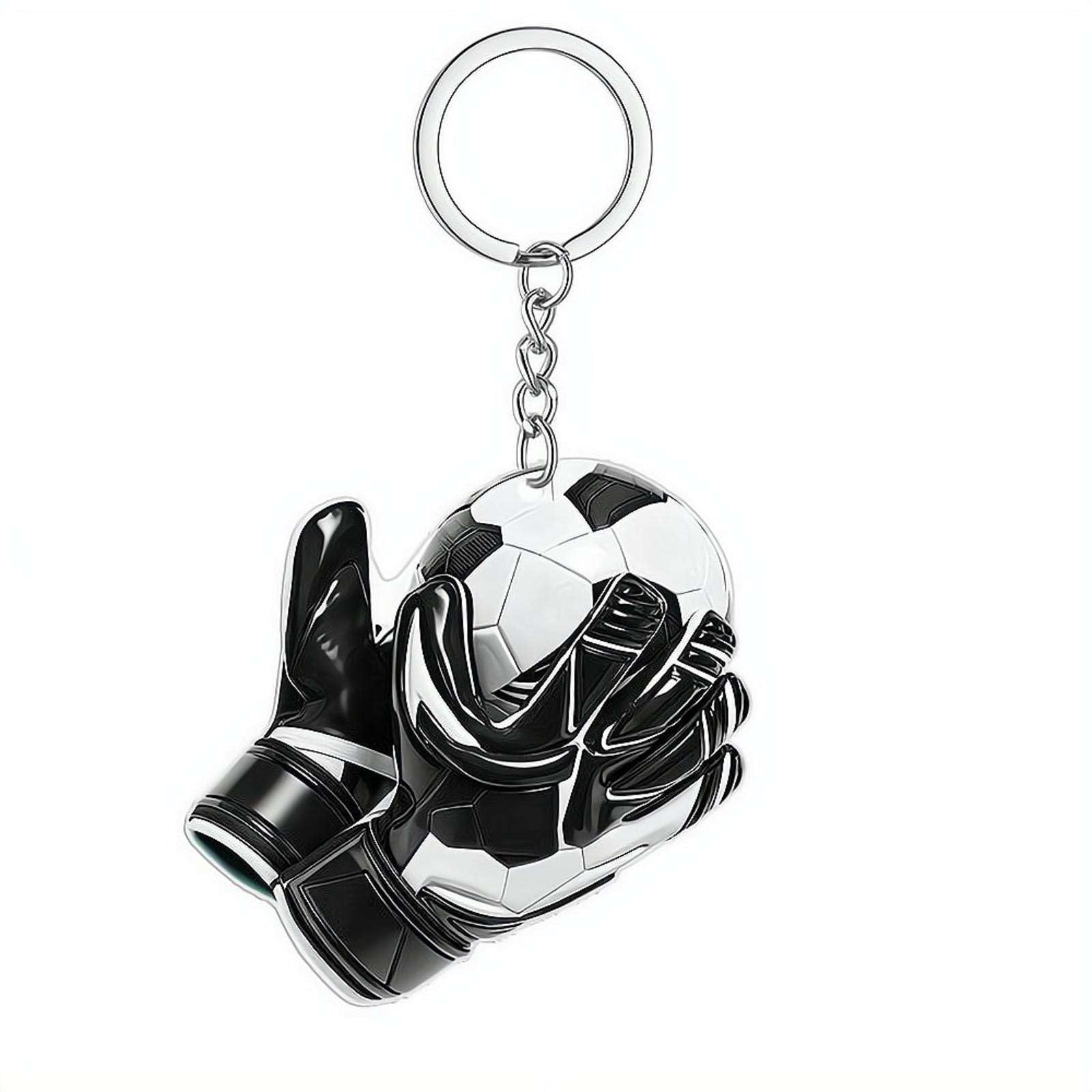 Goalkeeper Glove Keychain, Gloves Soccer Ornament, Gift for Goal Keepers SoccerPlayer Gift Idea SoccerTeam Gifts Soccer Player Gifting Idea SoccerBall Ornament Christmas SportOrnament (Black)