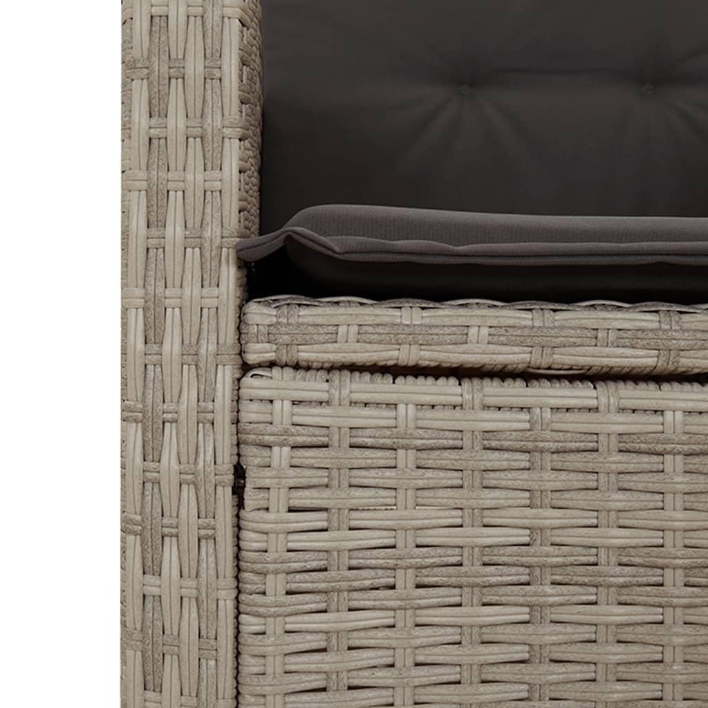 Poltrona da giardino reclinabile con cuscini in rattan PE grigio chiaro Sedie da esterno resistente alle intemperie, poltrone per terrazze, mobili da giardino, poltrone da giardino