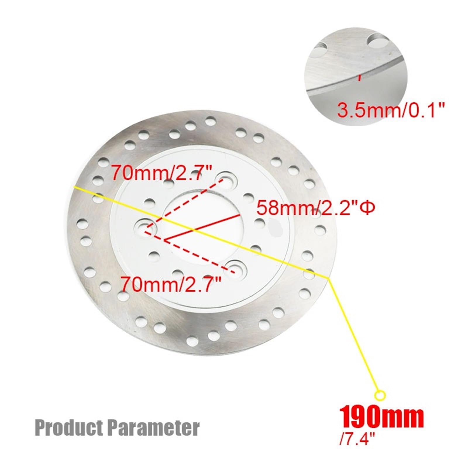 disques de frein à disque flottant Disque de frein universel en acier inoxydable de 180 mm et 190 mm, pour la plupart des motos, scooters et vélos de montagne.(Silver180mm)