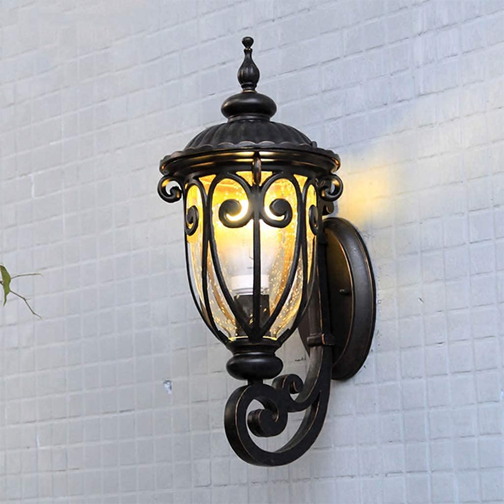Applique murale rétro d'extérieur lanterne en verre IP44 E27