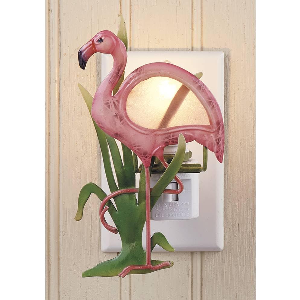 SAGEFINDS Flamingo Nightlight | Decorative Capiz Shell and Metal Art Design | Bedroom, Bathroom, Stairs, Nursery | Home Décor Accent | Rotating Plug |