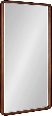 Kate and Laurel McLean Modern Wood Round Rectangle Wall Mirror for Transitional Home DÃ©cor, 20x36, Walnut Brown
