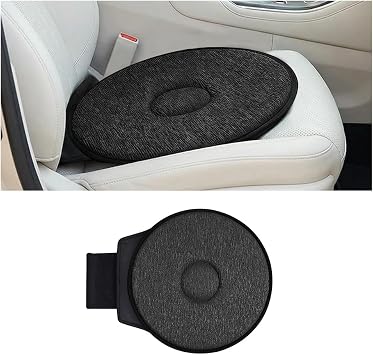 360 Degree Swivel Car Seat Cushion with Handle Support Black