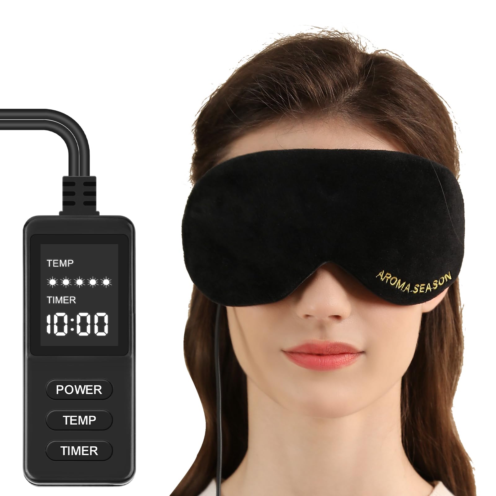 Aroma Season Heated Eye Mask, USB Steam Warm Compress For Puffy Eyes, Warm Therapeutic Treatment For Dry Eye, Chalazion, Blepharitis, Stye (Black)