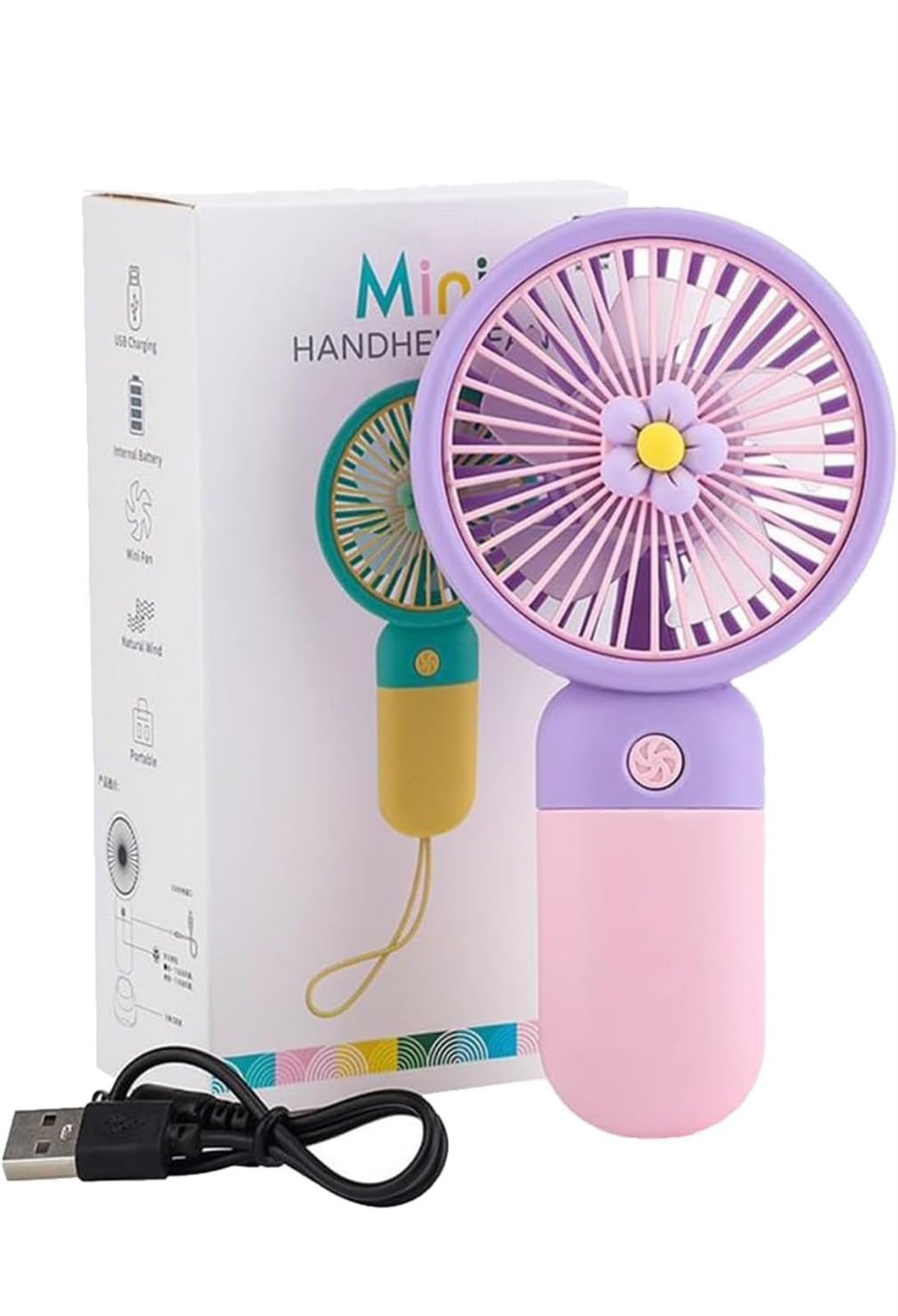 Portable Rechargeable Mini Handheld Fan 400mAh USB Multicolor | 3 Speed Modes, Silent Operation, Internal Battery, Travel & Office Use, Kids Friendly-image-13