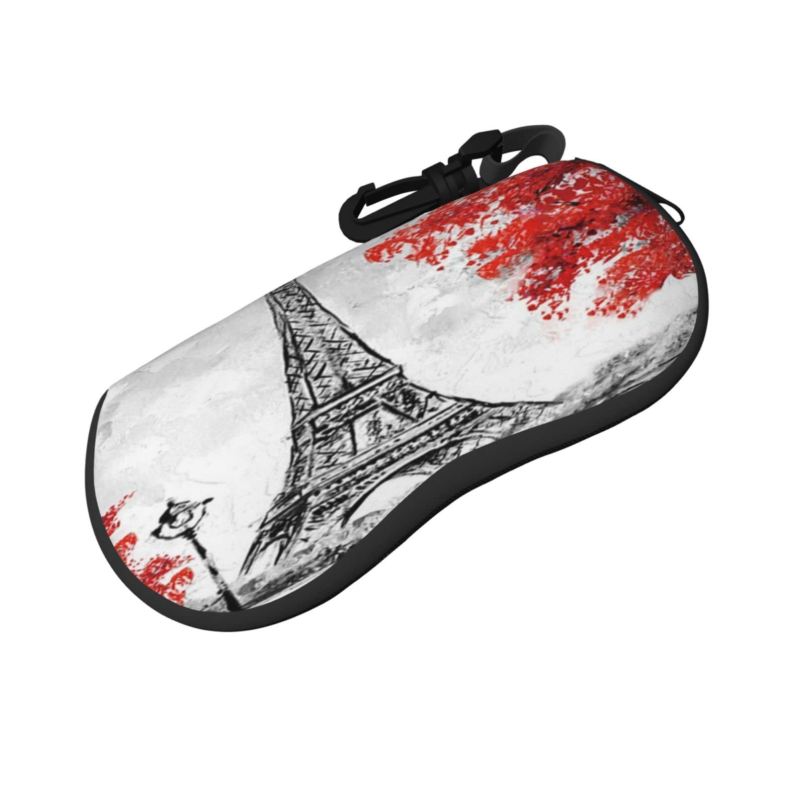 ASEELO Glasses Case Paris Eyeglass Case Soft Sunglasses Case Neoprene Zipper Glasses Pouch for Women Men