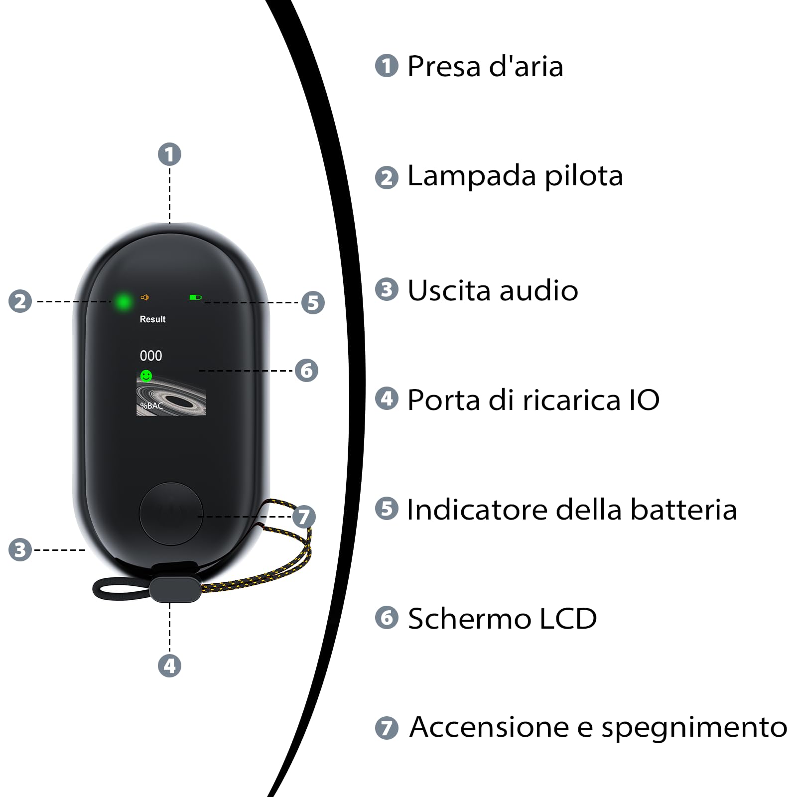 Olubfdh Etilometro Portatile Certificato con Display Digitale LCD Blu, con Batteria USB, misuratore alcolico Professionale, Mouthpieces Inutile, etilometro per Uso a casa o alle Feste (G1)