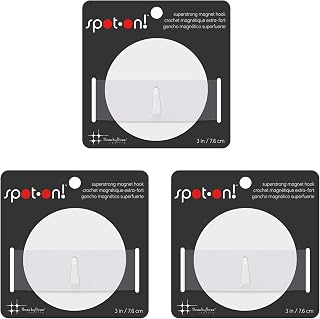 Three by Three Seattle spot·on! Magnet Hooks (3-Pack) – Colorful Super-Strong Anisotropic Magnet Hooks for Fridge, Locker, Filing Cabinet & Entryway (White)