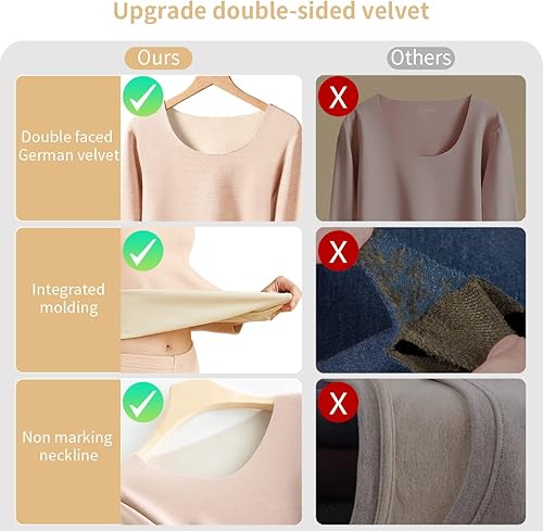 Miniatura 7 de Ropa interior térmica para mujer, ropa interior larga, elástica, suave, térmica, parte superior e inferior para invierno