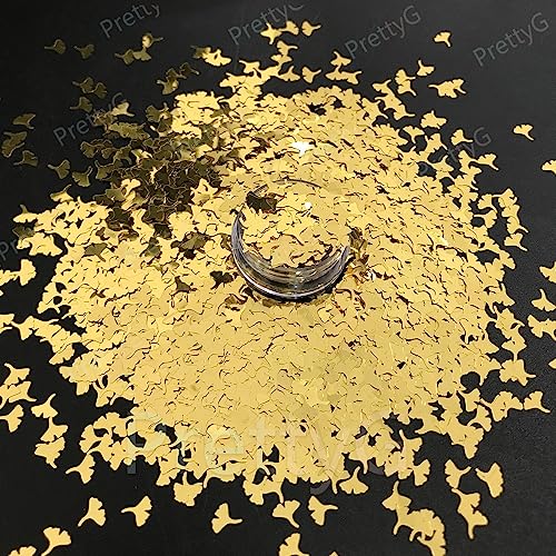PrettyG Embalagem de 28 g de lantejoulas em forma de folha de ginkgo para festivais, beleza, maquilhagem, rosto, corpo, unhas, artesanato, Natal, Halloween (B0202)