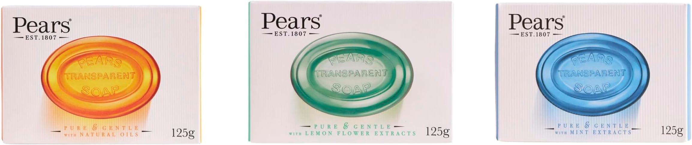 Soap 1 Natural Oils + 1 Mint Extracts + 1 Lemon Flower Extracts 125g each (Pack of 3)