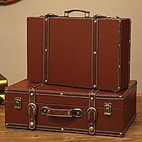 Mini Lederen Koffer Vintage Kleine Handbagage Koffer met Schouderband voor Reiskoffer Fotografie Rekwisieten Bruin
