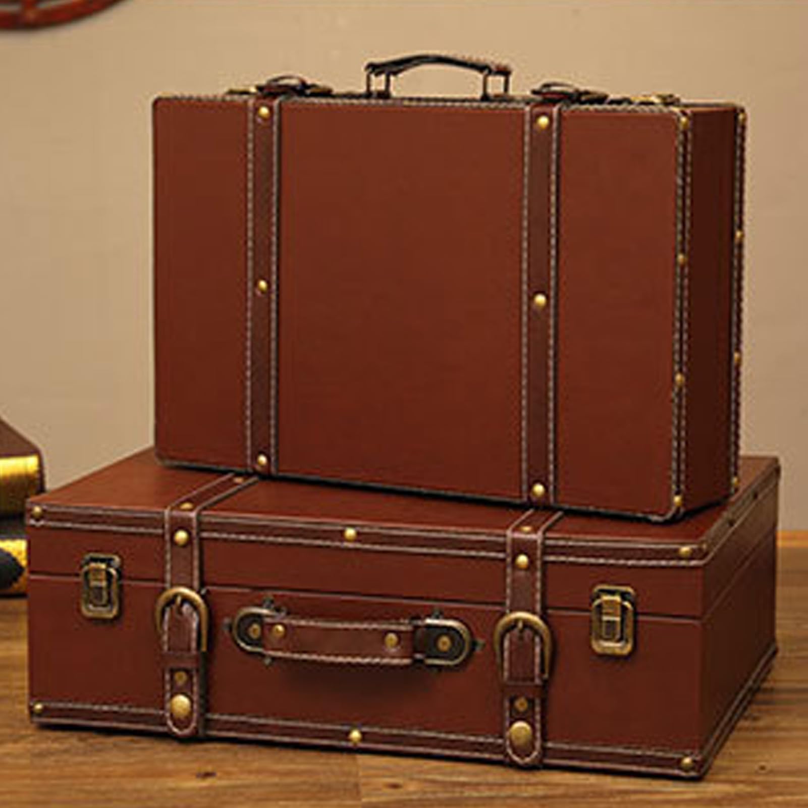 Brauner Mini-Lederkoffer im Vintage-Stil, Handgepäckkoffer mit Schultergurt, Reisekoffer