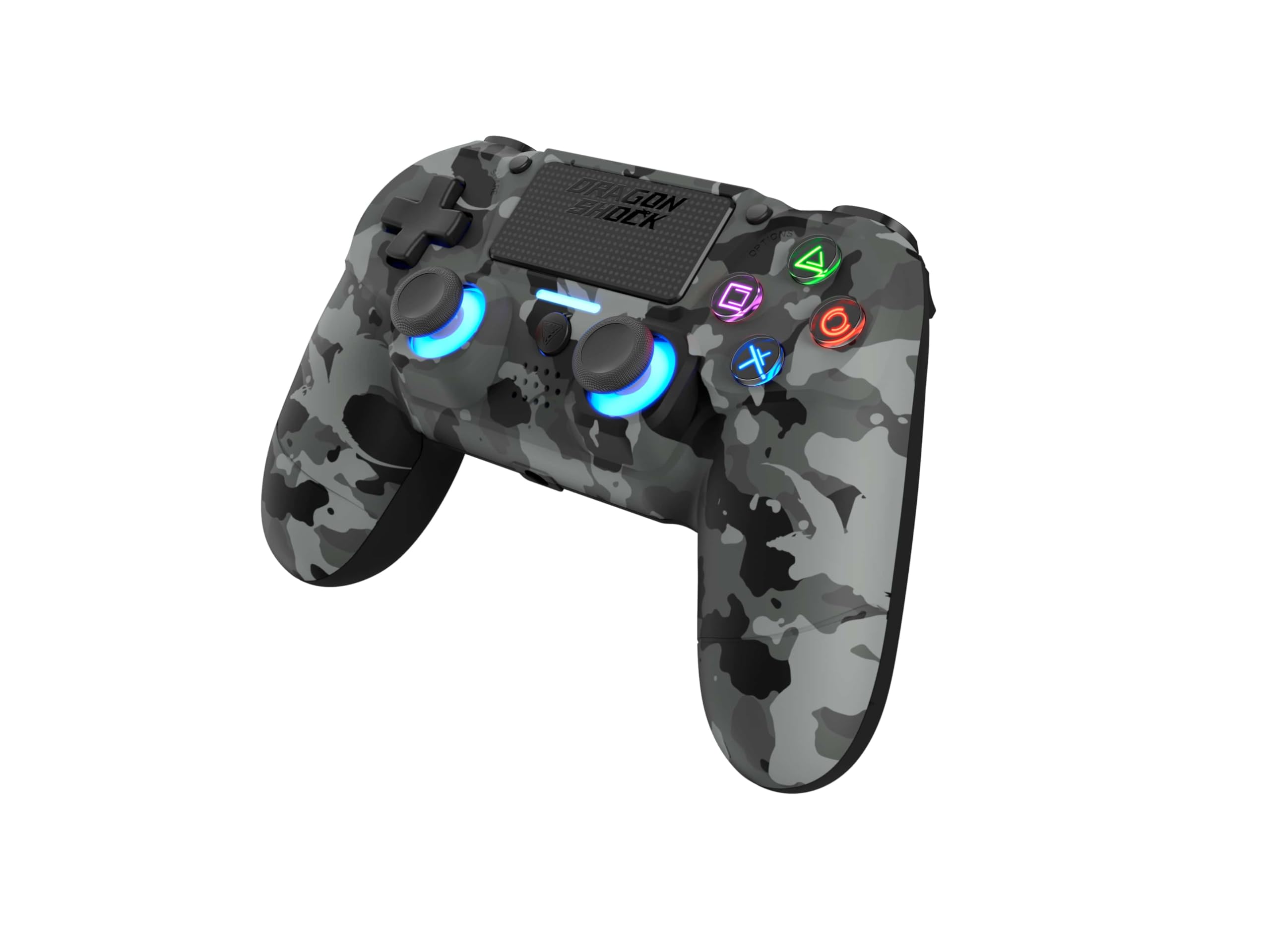 DRAGON SHOCK DragonShock - MIZAR BT - Controlador inalámbrico para PS4, PC y dispositivos móviles (Gris camuflaje)