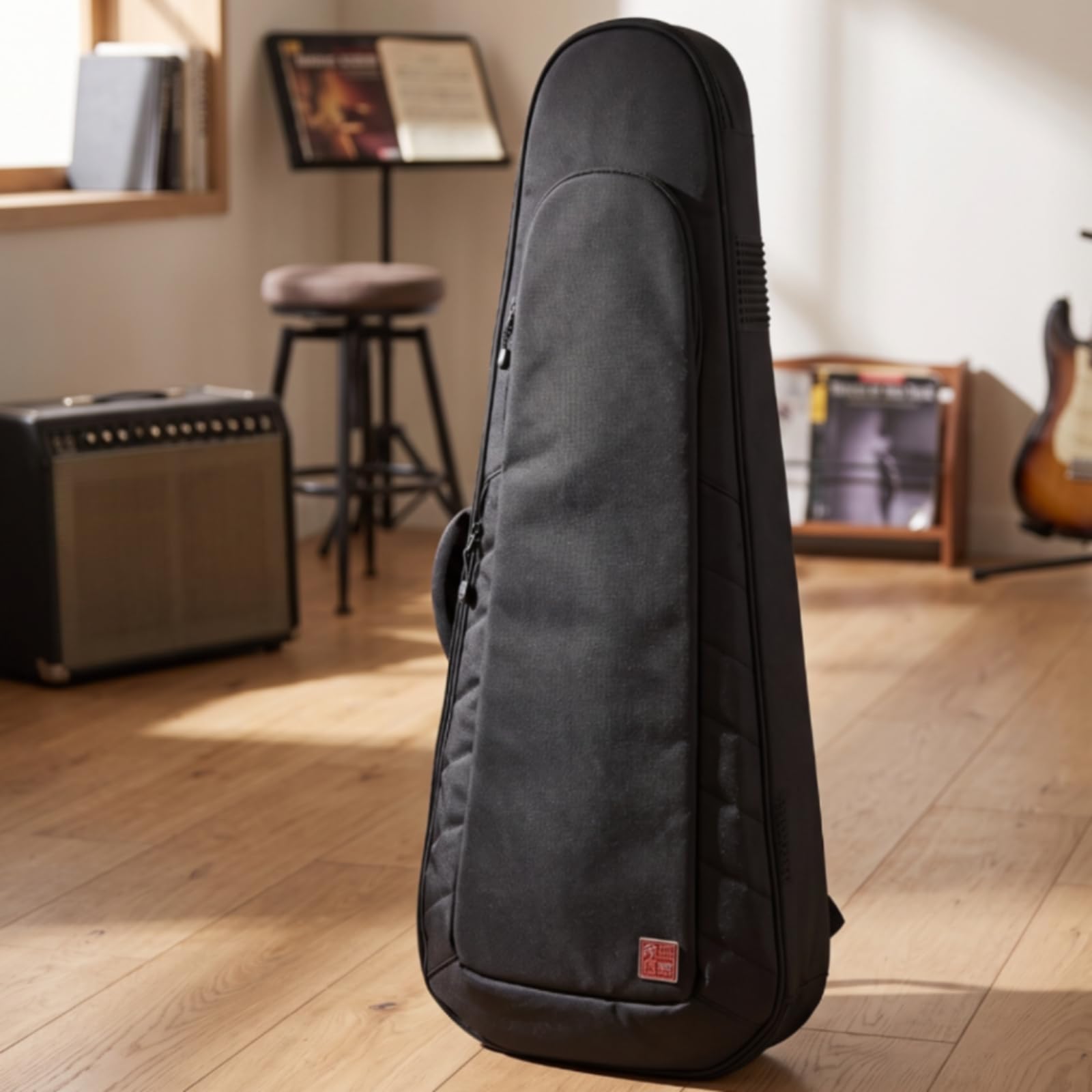 Industrial Carry Case Borsa Doppia Chitarra Elettrica Custodia Trasporto con Ruote Struttura Robusta Interno Antigraffio Maniglia E Spallacci Tasche, Array, Grigio