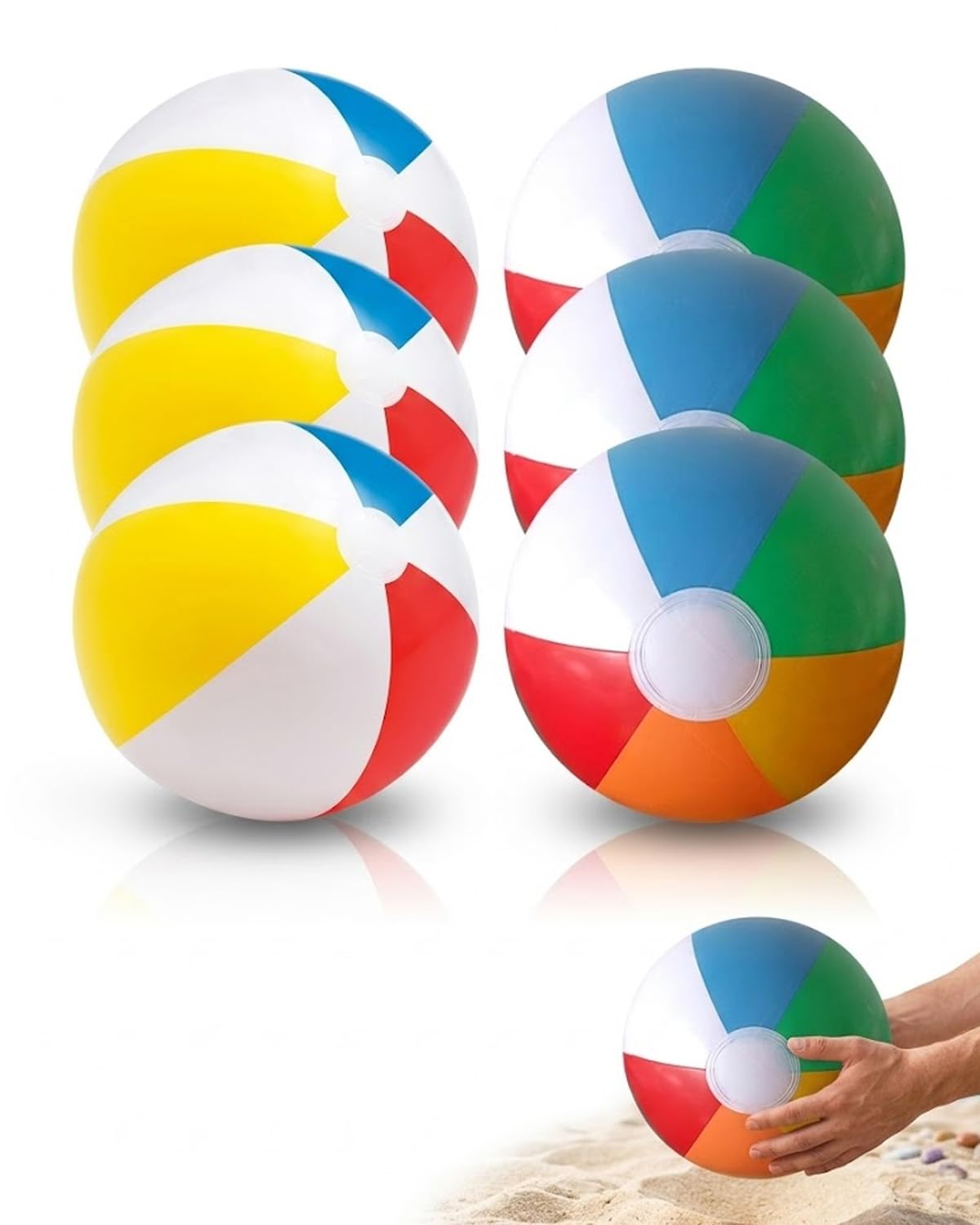 Pelotas de Playa Hinchables, Pack de 6 (3 de 17cm y 3 de 23cm) para Piscina y Mar. Juguetes de Agua perfectos para Niños y Adultos en Verano.