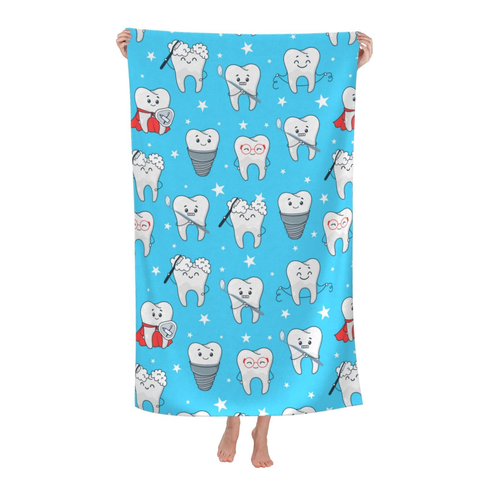 LSRCPD Beach Towel Funny Teeth Dental Dentist Microfiber Beach Towels Blanket Oversized Tropical Big Extra Large XL Pool Towels Quick Dry Sandproof for Women Girls Kids