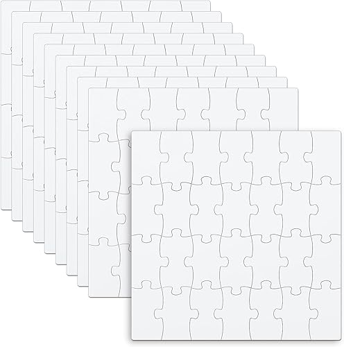 Rompecabezas en blanco de 10 hojas, rompecabezas en blanco de 6.3 x 6.3 pulgadas, juego de 28 piezas, rompecabezas para pintar, rompecabezas para