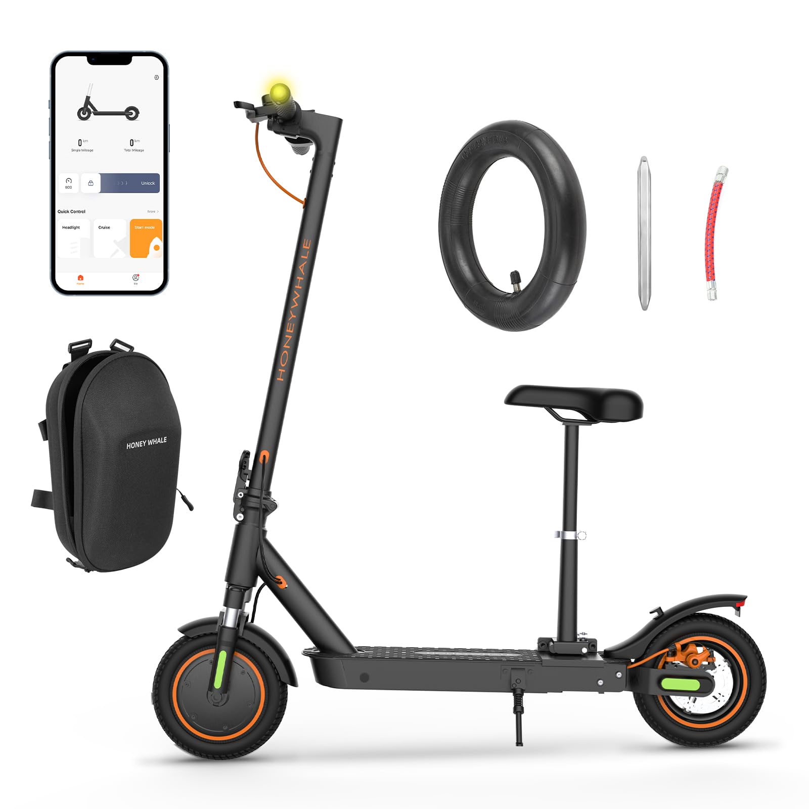 M2MAX-B Electric Scooter 18 Miles Range 350-500W Motor Max Speed 20 Mph 10 Pneumatic Tires Cruise Control Folding