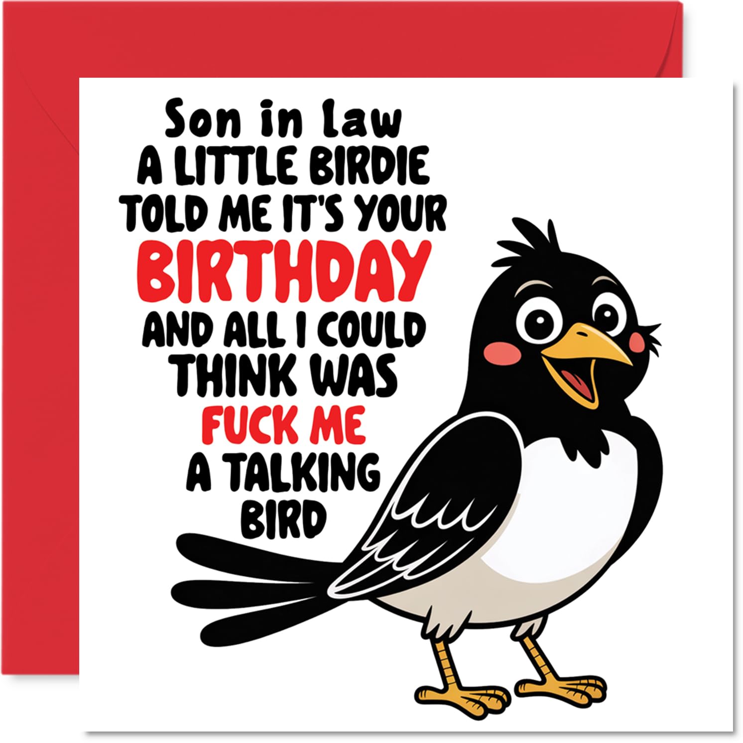 Son in Law Birthday Card - Talking Bird - Happy Birthday Card for Son in Law from Mother Mum Father Dad, 145mm Talking Bird Bday Greeting Cards