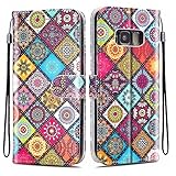 Funda Libro para Samsung Galaxy S6 Edge Carcasa de Cuero PU Premium Flip Wallet Case Cover con Tapa Teléfono Piel Tarjetero - Mandala de Celosía