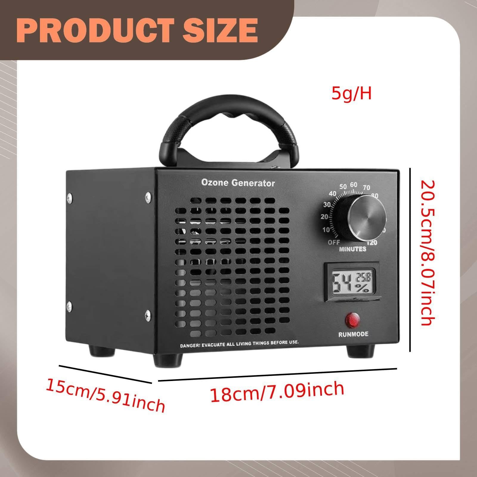 #N/A/a Generador Ozónico Desodorante Doméstico con Purificador Aire Temporizador Operable Manualmente Material PP Metal Portátil Adecuado para Mascotas Cocin, 5g per H