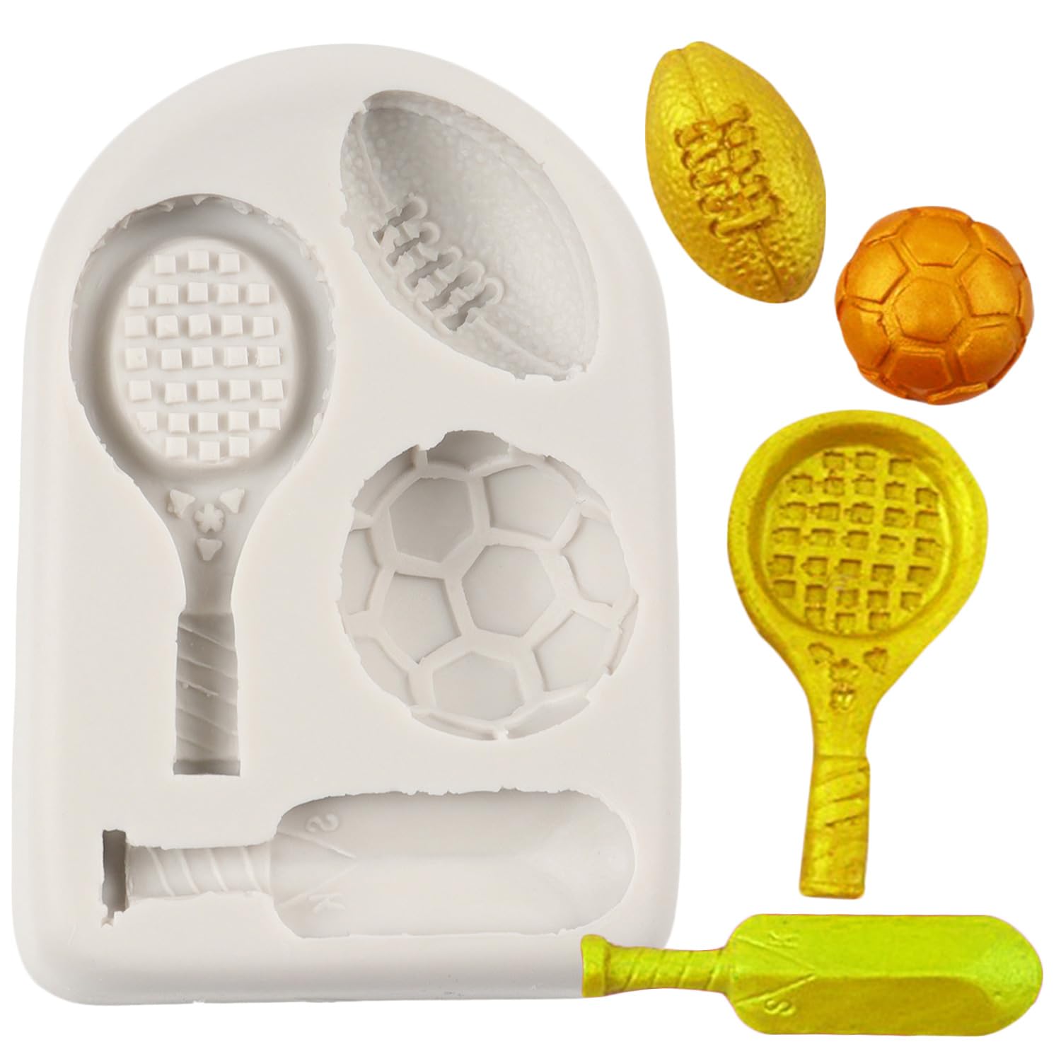 QDMOLDS Football Silicone Mold Rugby Fondant Molds for Cake Decoration Cupcake Topper Chocolate Candy Polymer Clay Gum Paste