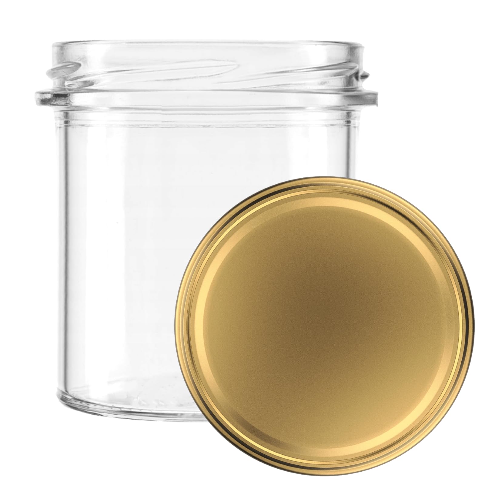 Sturzgläser Marmeladengläser Einmachgläser Sturzglas 350 ml mit Deckel Vorratsgläser Einweckgläser mit Schraub-Deckel GOLD (48)