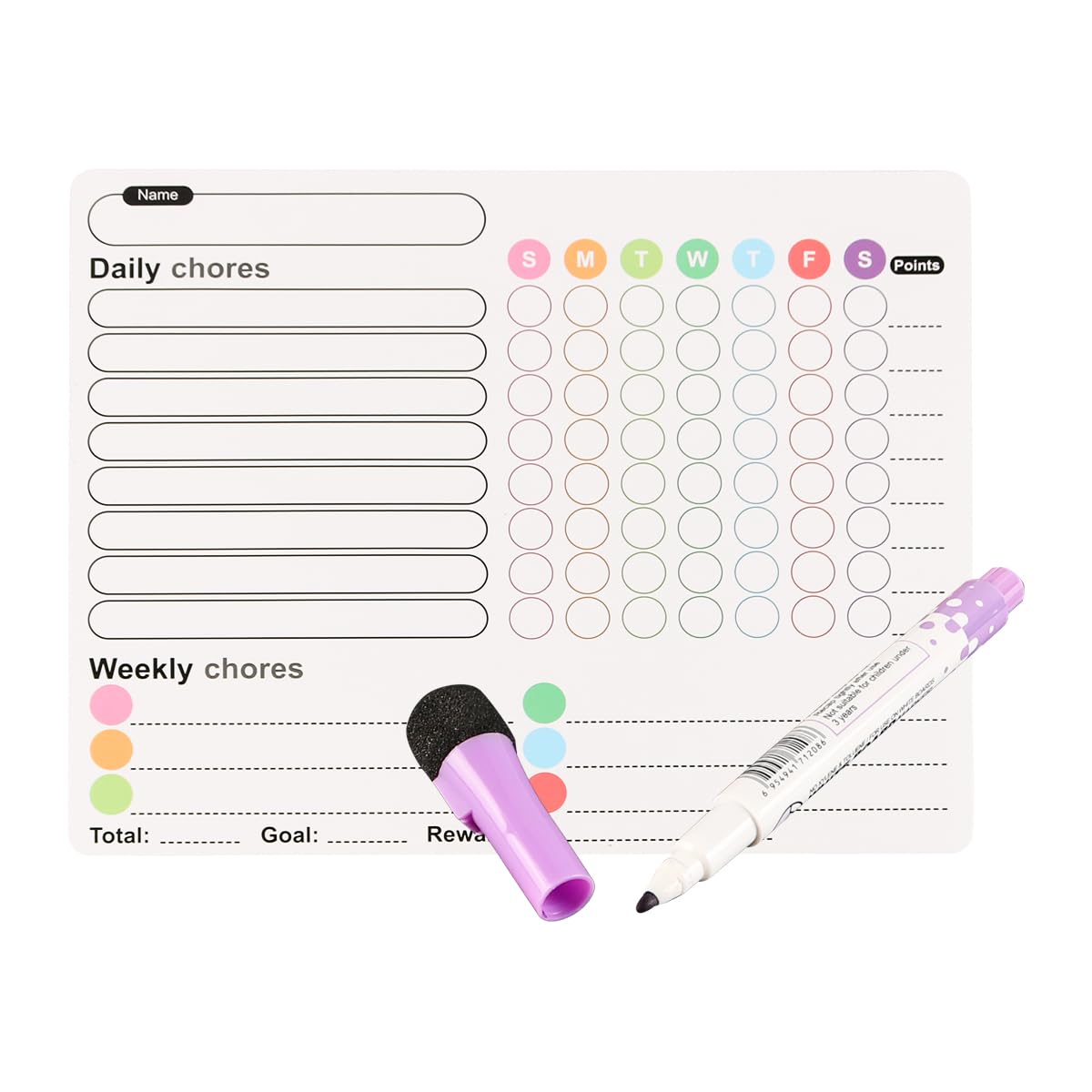 Laroal 3PCS Magnetic Chores Char With 6 Fine Tip Markers Reusable Magnetic Reward Charts Learning Responsibility Chart Good Behaviour Charts - Image 3