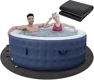 79 in Dia Round Hot Tub Mat,Above-Ground Pool Protector Mat,Water-Absorbent Hot Tub Flooring Protector,Anti-Slip and Waterproof Backing,Reusable Durable Washable Mat for Outdoor Hot Tub Pool