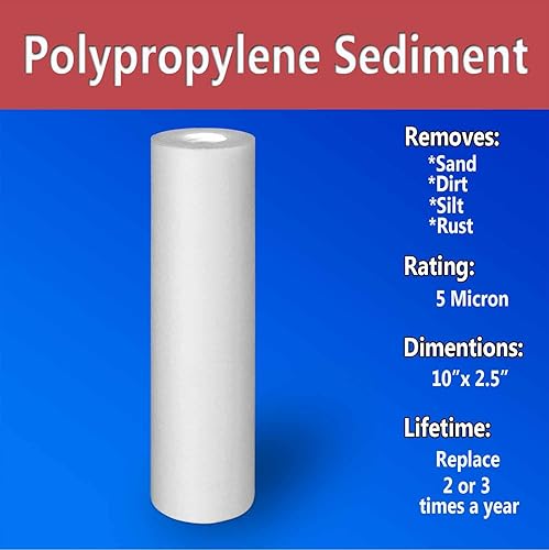 Miniatura 2 de 10 cartuchos de filtro de agua estándar de carbono de cáscara de coco y 10 cuatro capas de filtración, sedimento de polipropileno, cartuchos de