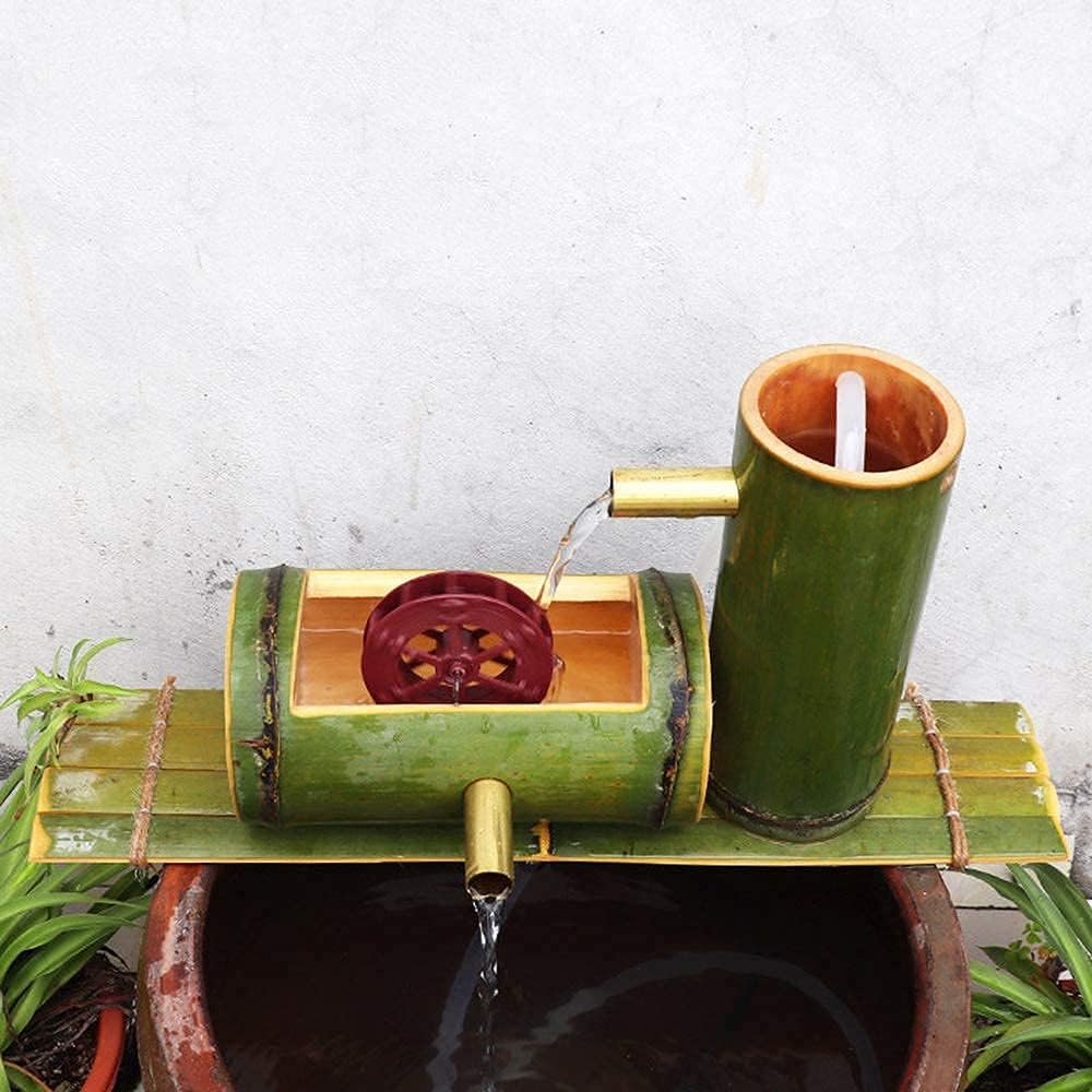 Bamboo Fountain Garden Decor Water Spout with Pump Garden Decoration Waterfall Outdoor Japanese Garden Watersculptures Statues Arts Crafts Artwork Crafting,75Cm