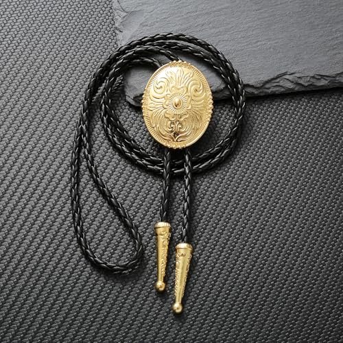 Image of GelConnie Floral Bolo Tie for Men Womens Bolo Tie Necklace Native American Black Men's Bolo Ties Western Cowboy Bolero Ties