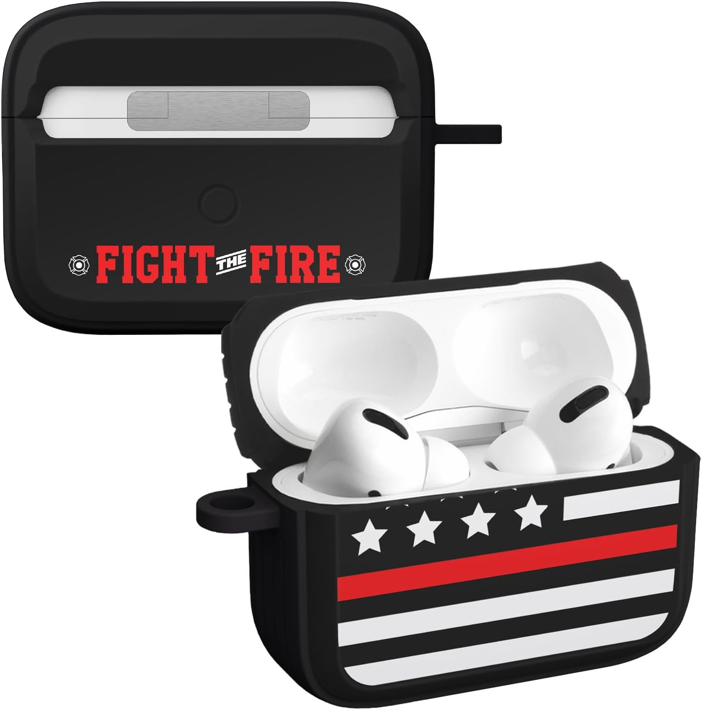 AFFINITY BANDS Firefighter HDX Case Cover Compatible with Apple AirPods Pro 1 & 2 (Thin Red Line Black)