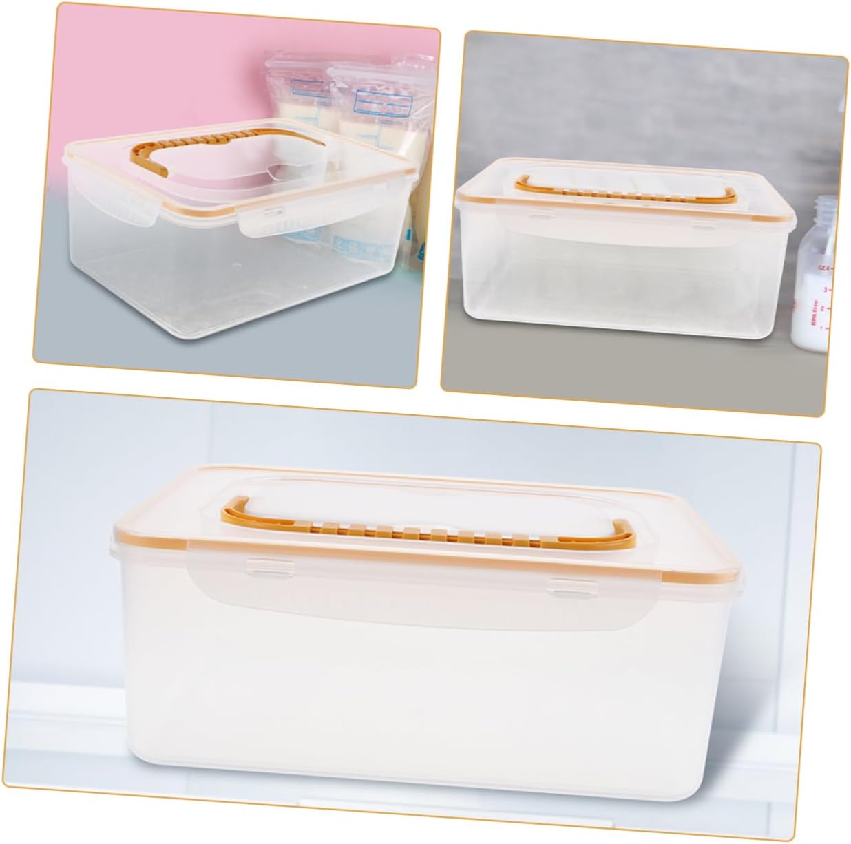 PRETYZOOM Breastmilk Storage Organizer with Lid Square Refrigerator Freezer Containers for Breastfeeding Accessories Food-Grade Plastic Stackable Design for Easy Storage